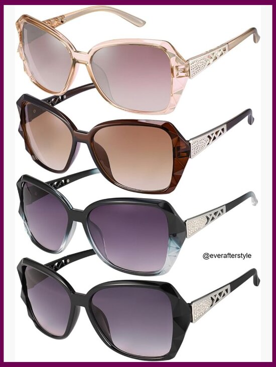 UV 400 Oversized Sunglasses, Polyvinyl Chloride Frame, 4-Piece Set main image 4